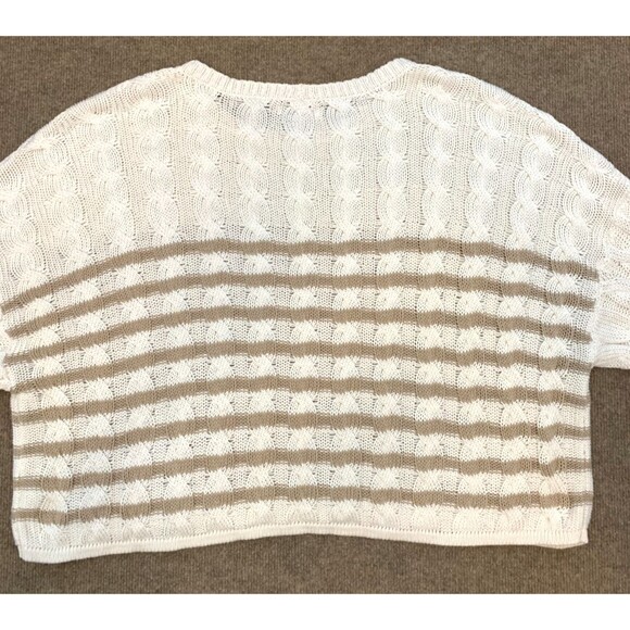 American Eagle Sweater Womens 2XL Cable Knit Crop Striped Oversized Cotton - Picture 2 of 8